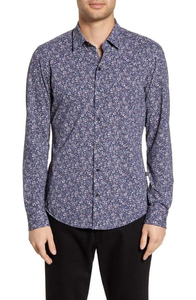 Hugo Boss Robbie Sharp Fit Floral Print Stretch Button-up Sport Shirt In Multi