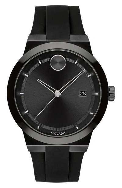 Movado Bold Fusion Silicone Strap Watch, 42mm In Black