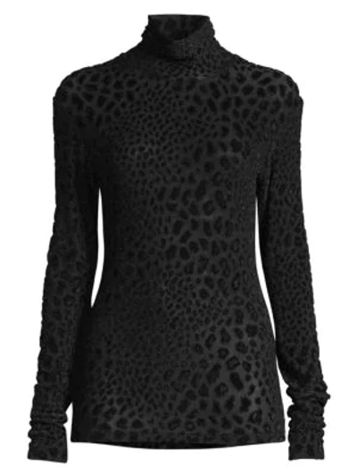 Caroline Constas Delphine Fil Coupe Turtleneck Top In Black