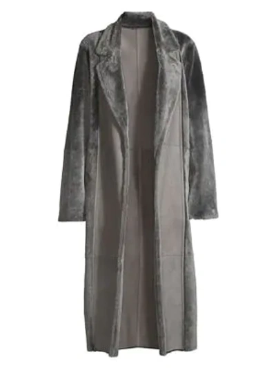 Lafayette 148 Sleek Merino Shearling Reversible Devonshire Coat In Cave