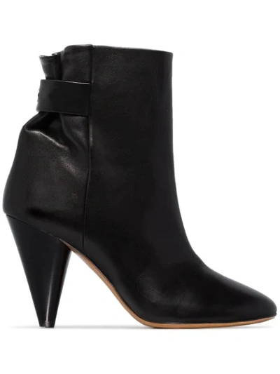 Isabel Marant 90mm Lystal Leather Ankle Boots In Black