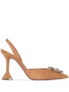 Amina Muaddi Slingback Sunburst-crystal Pumps In Brown