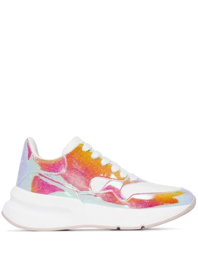 Alexander Mcqueen Oversized Runner Glitter Sneakers In White