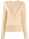 Barrie V-neck Knitted Jumper In Brown