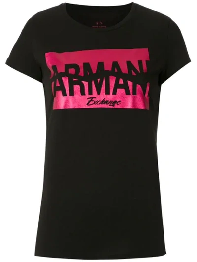 Armani Exchange Camiseta Slim Fit Com Estampa Contrastante In Black