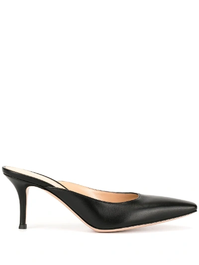 Gianvito Rossi Vinyl Slide Pointed Mules In Black