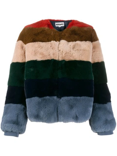 Apparis Louise Faux-fur Stripe Jacket In Multicolor