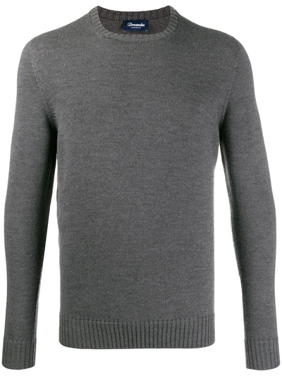 Drumohr Extrafine Merino Wool Sweater In Gray In Dark Grey