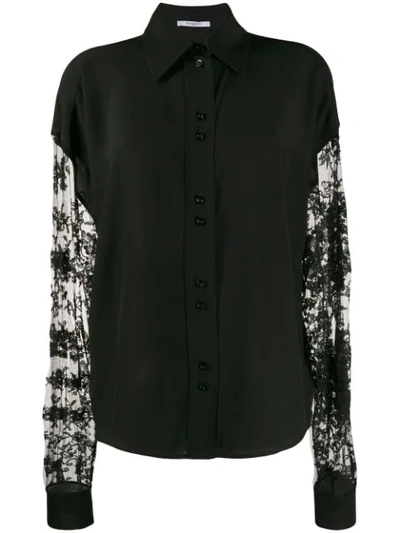Givenchy Crepe Blouse With Lace Lantern Sleeves In Black