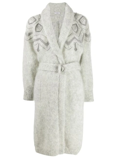 Brunello Cucinelli Belted Cardi-coat In Grey