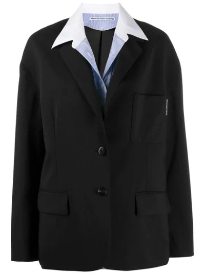 Alexander Wang Shirt-paneled Wool And Mohair-blend Blazer In Black