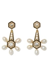 VINCE CAMUTO PEARL & ENAMEL DROP EARRINGS,VJ-402324