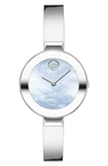 Movado Bold Pave Dot Bangle Watch, 28mm In Silver/ Blue Mop/ Silver