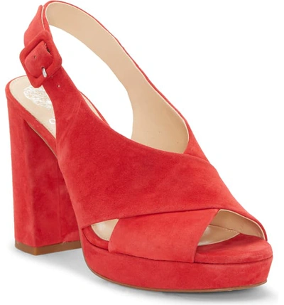 Vince Camuto Javasan Slingback Platform Sandal In Glamour Red Suede