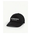 BURBERRY LOGO-PRINT LEATHER AND MESH SNAPBACK CAP