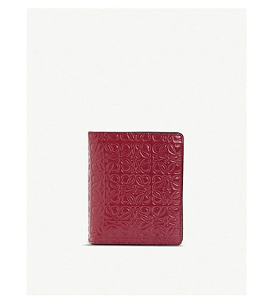 Loewe Anagram-embossed Compact Leather Wallet In Raspberry