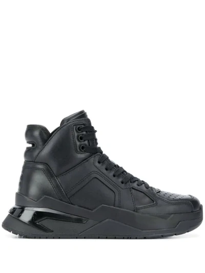 Balmain Black B-ball Calfskin Leather Sneakers