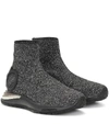 Ferragamo Ladies Cerise Gancini Glitter Sneakers In Metallic
