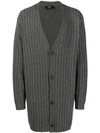 FENDI METALLIC-STRIPE LONG-LINE CARDIGAN