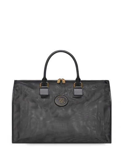 Fendi Large Karligraphy Mesh Travel Bag In Black