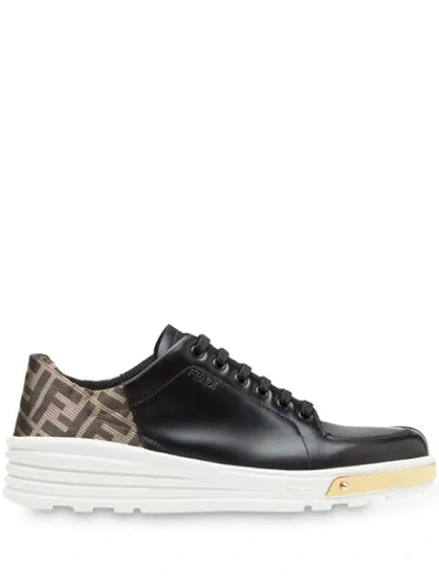 Fendi Ff Detail Low-top Sneakers In Black