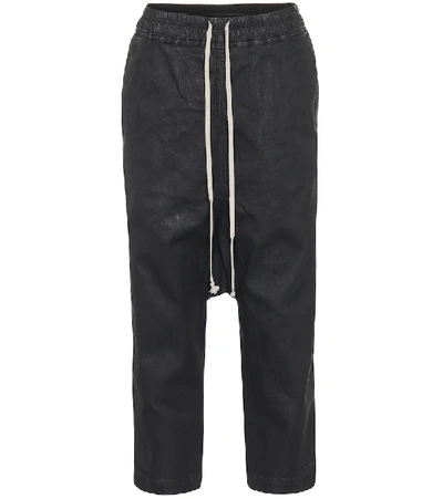 Rick Owens Drkshdw Cropped Cotton Trackpants In Black