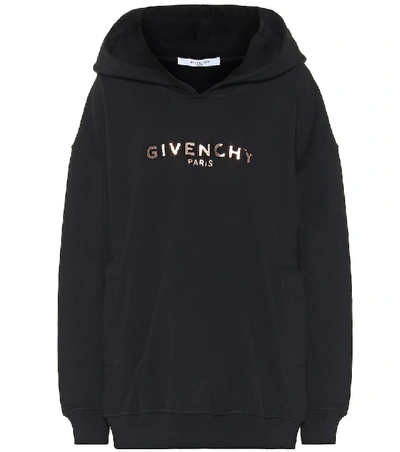 Givenchy Chipped Rose Gold Logo Hoodie In Black