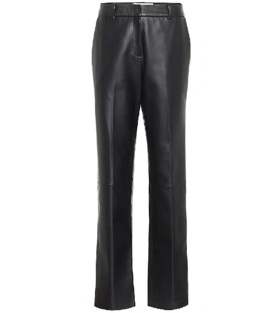 Loewe Straight Leg Leather Trousers In Black