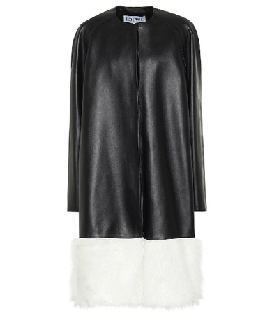 Loewe Fur Panel Coat - 黑色 In Black