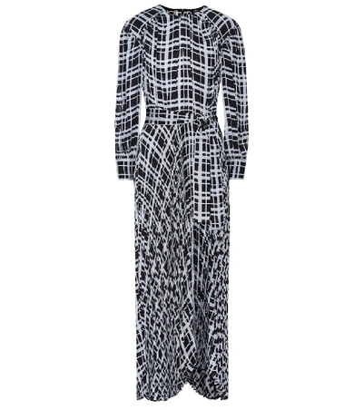 Proenza Schouler Checked Pleated Asymmetric Crepe Dress In Black