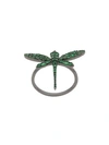 ANAPSARA 18KT RHODIUM PLATED WHITE GOLD DRAGONFLY RING