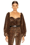 Attico Bow-detailed Animal-print Velvet Top In Natural