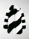 SAINT LAURENT FUR DIAGONAL STRIPED COAT,14362741