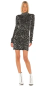 PAM & GELA OCELOT MOCK NECK LONG SLEEVE DRESS,PANX-WD71