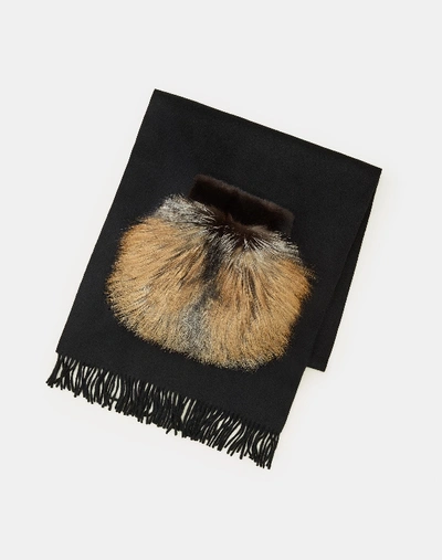 Lafayette 148 Mink & Fox Embellished Cashmere Shawl In Black