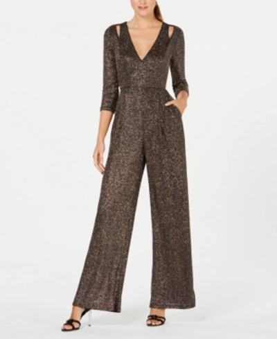 Calvin Klein Sparkle Jumpsuit In Black/gold