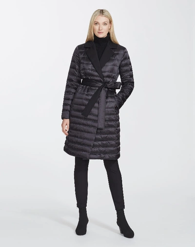 Lafayette 148 Petite Satin Tech Dorma Coat In Black