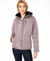 CALVIN KLEIN FAUX-FUR-LINED HOODED PUFFER COAT, CREATED FOR MACY'S