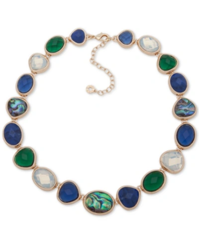 Anne Klein Gold-tone Stone Collar Necklace, 16" + 3" Extender In Multi