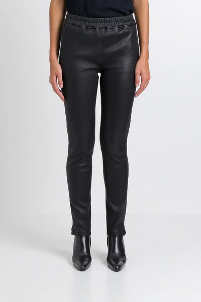 Arma Skinny Leather Trousers In Nero