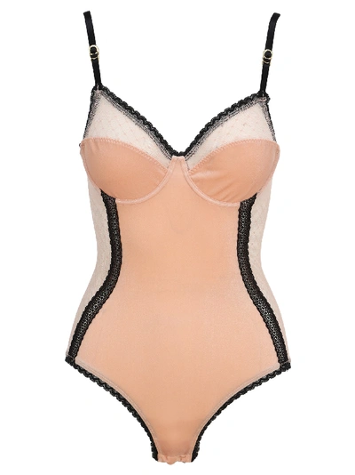 Stella Mccartney Lace And Sheer Panel Bodysuit In Pink