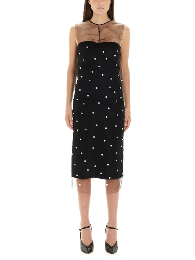 N°21 Embellished Sleeveless Ruched Cocktail Dress In Black