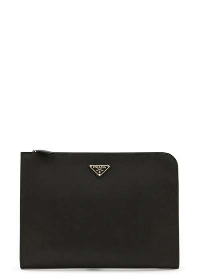 Prada Saffiano Leather Briefcase In Nero