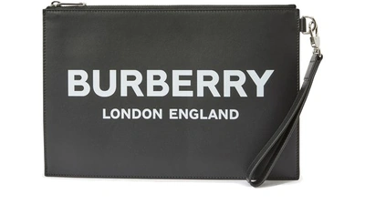 Burberry Edin Leather Clutch In Black