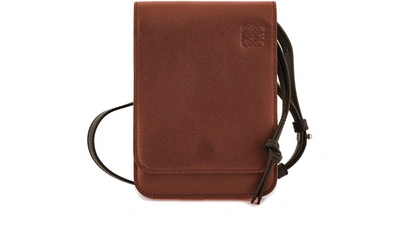 Loewe Gusset Flat Cross Body Bag In Cognac