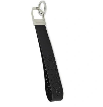 Bottega Veneta Leather Key Ring In Nero Silver