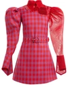 THEBE MAGUGU SHORT TARTAN DRESS,TARTAN MINI DRESS RED