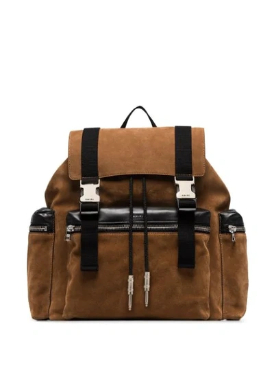 Amiri Leather-trimmed Suede Backpack In Brown