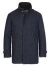 Norwegian Wool Micro Check Wool & Cashmere Down Car Coat In Blue