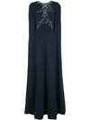 MARCHESA NOTTE BEAD EMBROIDERED CREPE CAPE GOWN